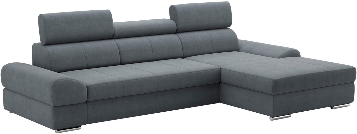 Ecksofa 284x171 cm Grau Schlaffunktion Kopfteilverstellung Luxus-Microfaser B-Ware
