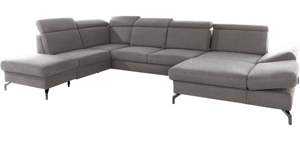 Wohnlandschaft 367x243 cm Dunkelbraun Federkern B-Ware