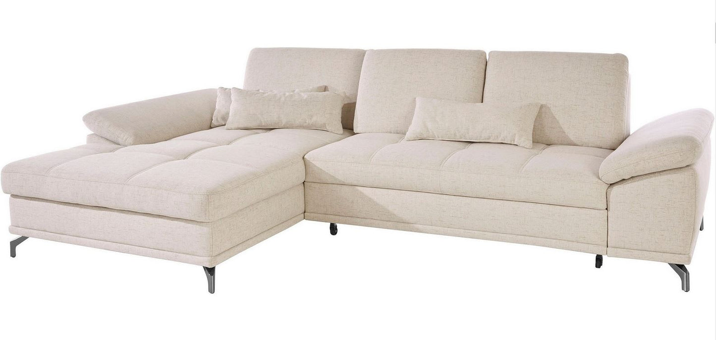 Design Ecksofa in Creme Beige mit Federkern, Sitztiefenverstellung, Armteilverstellung, Eckcouch Costello jetzt online bestellen.