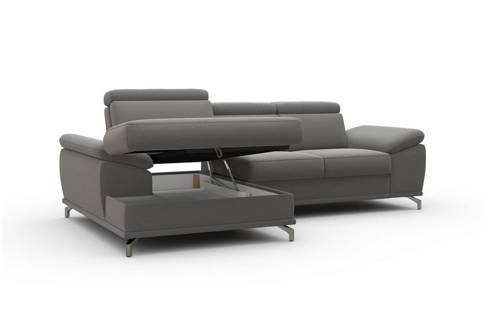 Ecksofa 295x180cm Grau Schlaffunktion Bettkasten Federkern Microfaser B-Ware
