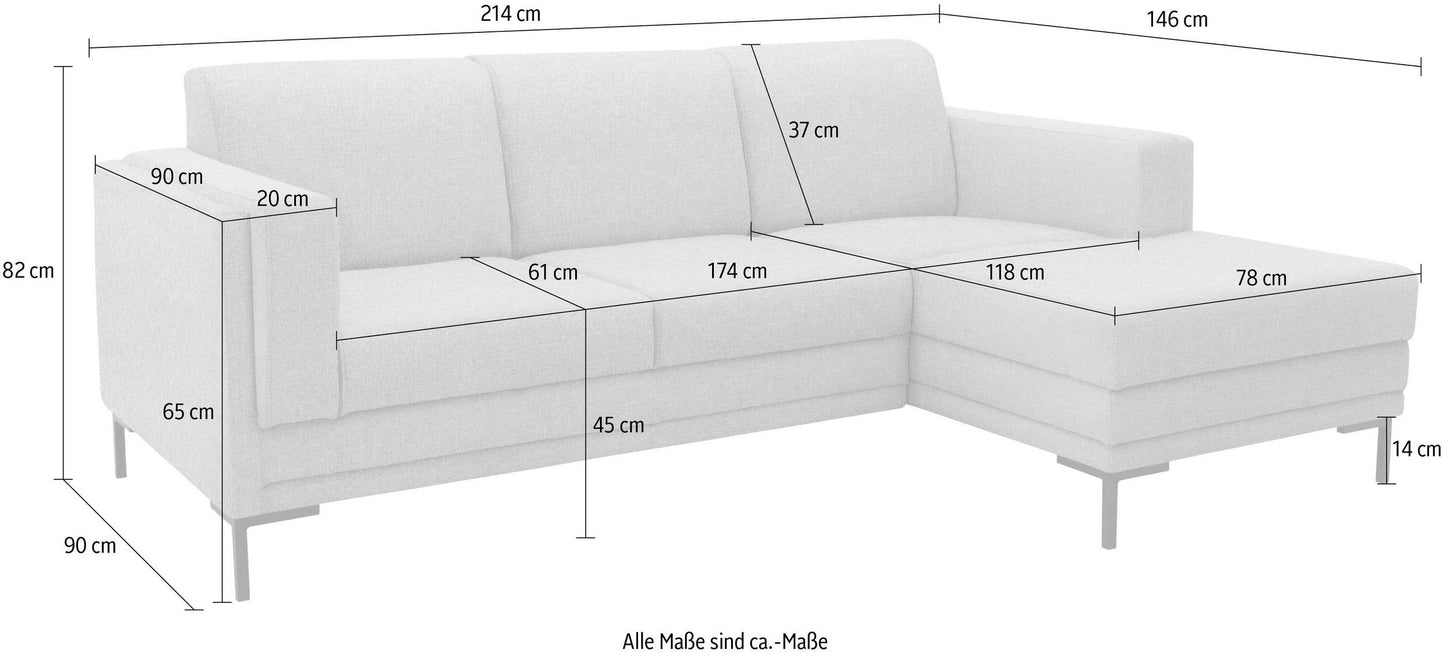 Ecksofa grau, LOOKS VII by Wolfgang Joop, anthrazit Struktur fein L-Form Couch, online bestellen.