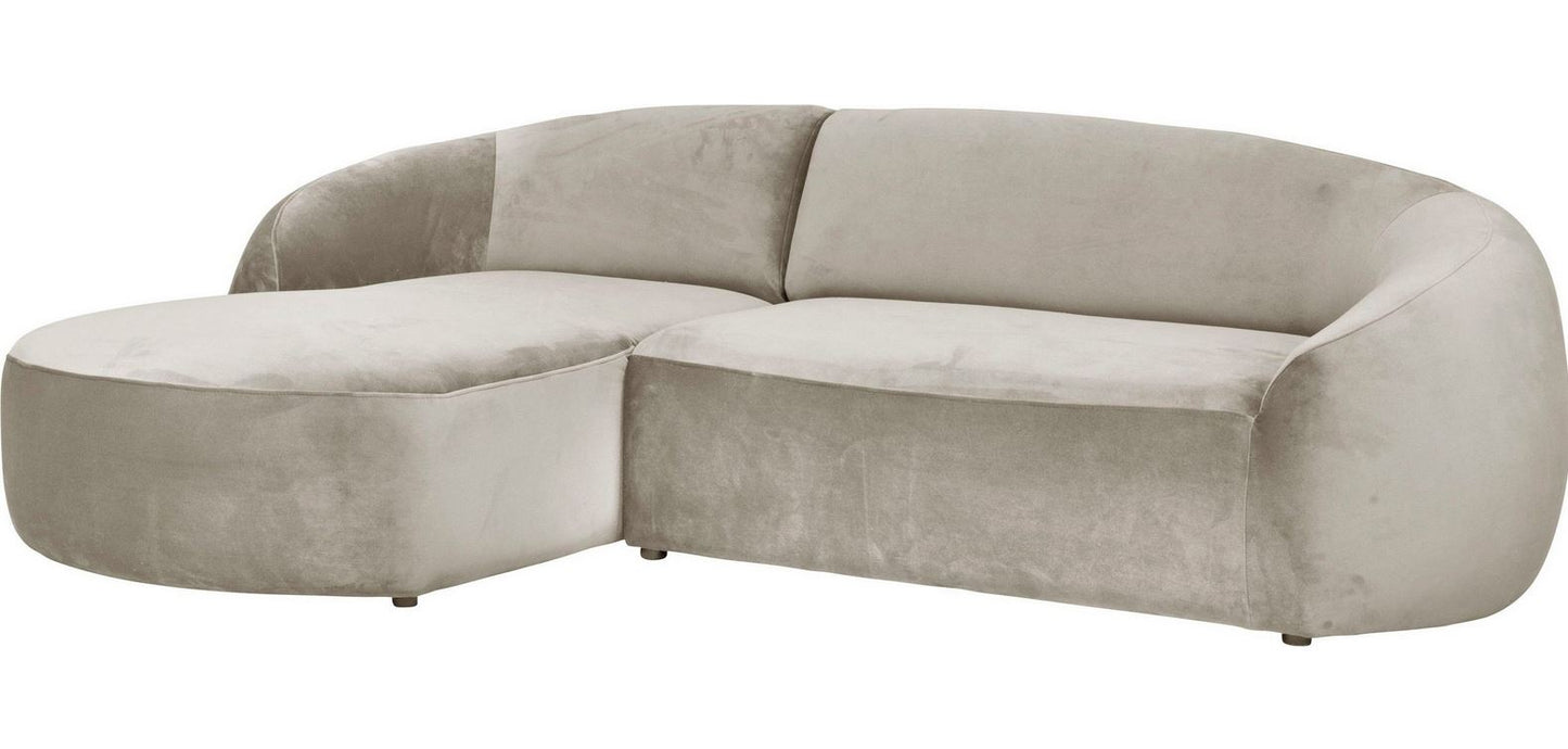 Ecksofa ❤ 255x170 cm Samt Beige LeGer B-Ware