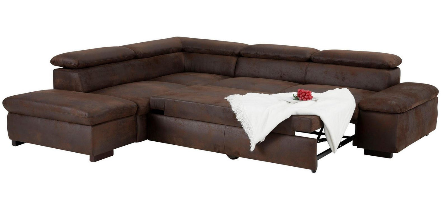 Ecksofa ★ 272x226cm Braun Schlaffunktion Lederoptik Bett B-Ware