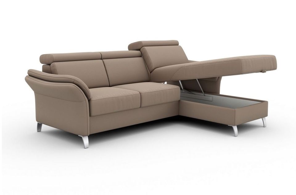 Ecksofa ★ 252x165cm Beige Schlaffunktion Bettkasten Federkern B-Ware