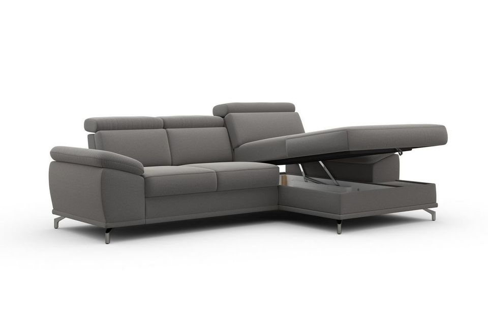 Ecksofa 295x180cm Grau Schlaffunktion Bettkasten Federkern B-Ware