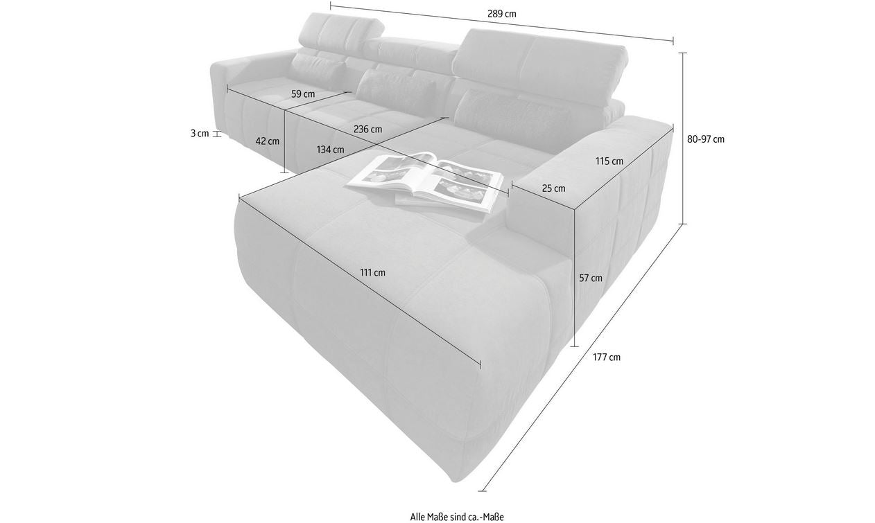 Ecksofa 289x175 cm Grau Luxus Microfaser B-Ware