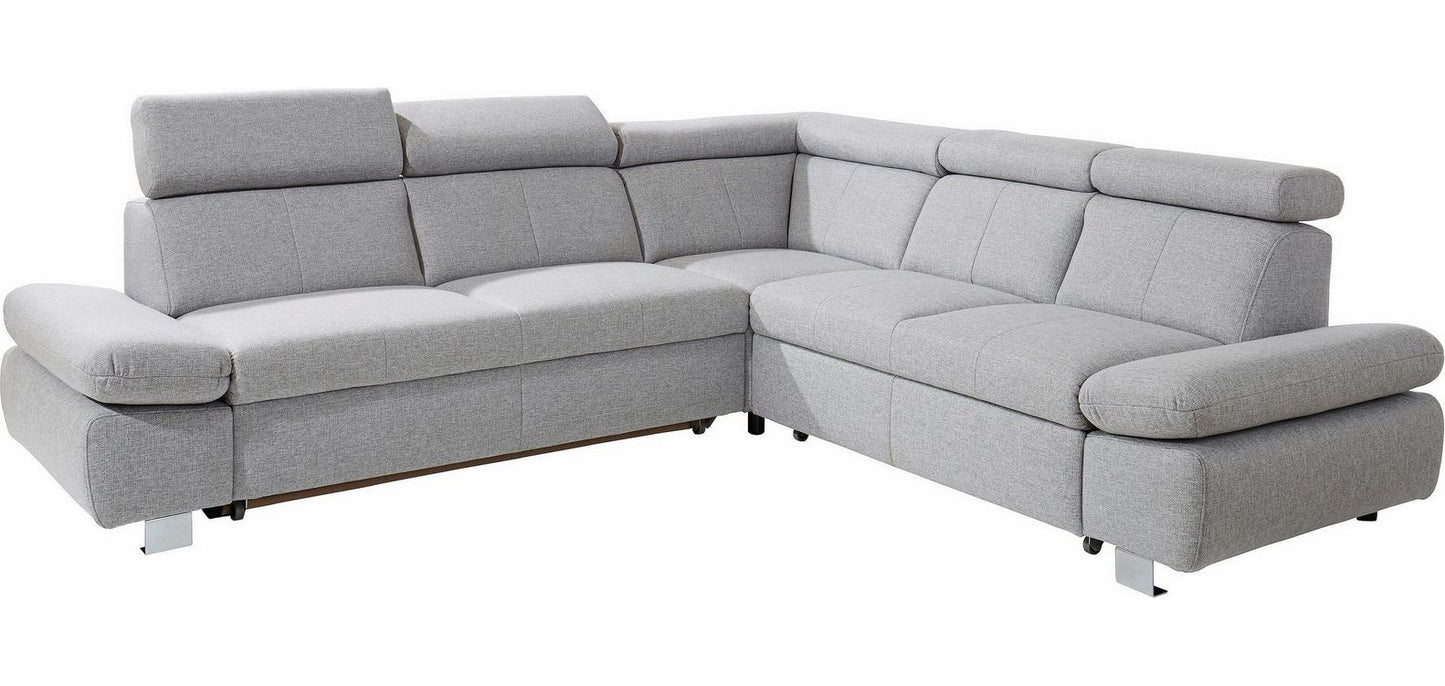 Ecksofa Grau 254x274 cm mit Schlaffunktion, Bettkasten, Armteil- und Kopfteilverstellung Happy Couch OTL - 06