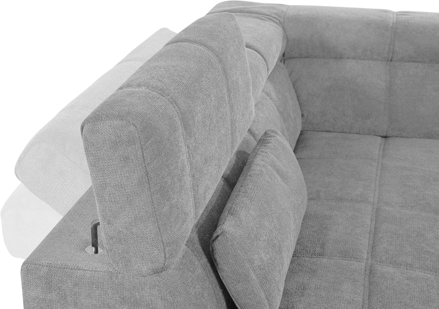 Wohnlandschaft grau hellgrau Brandon mit Kopfteilverstellung, Couch sofort lieferbar.