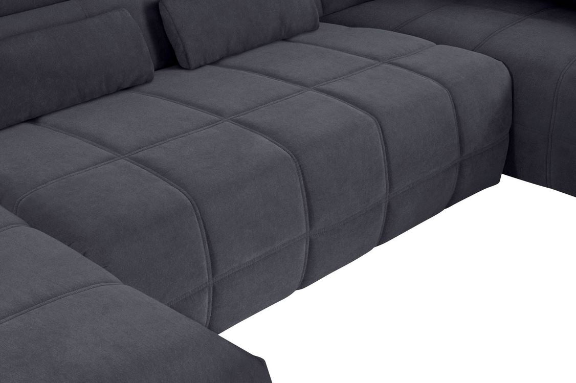 Wohnlandschaft Brandon dunkelgrau 175x359x228 cm in weicher Luxus-Microfaser inkl. Sitztiefenverstellung U-Form B-Ware