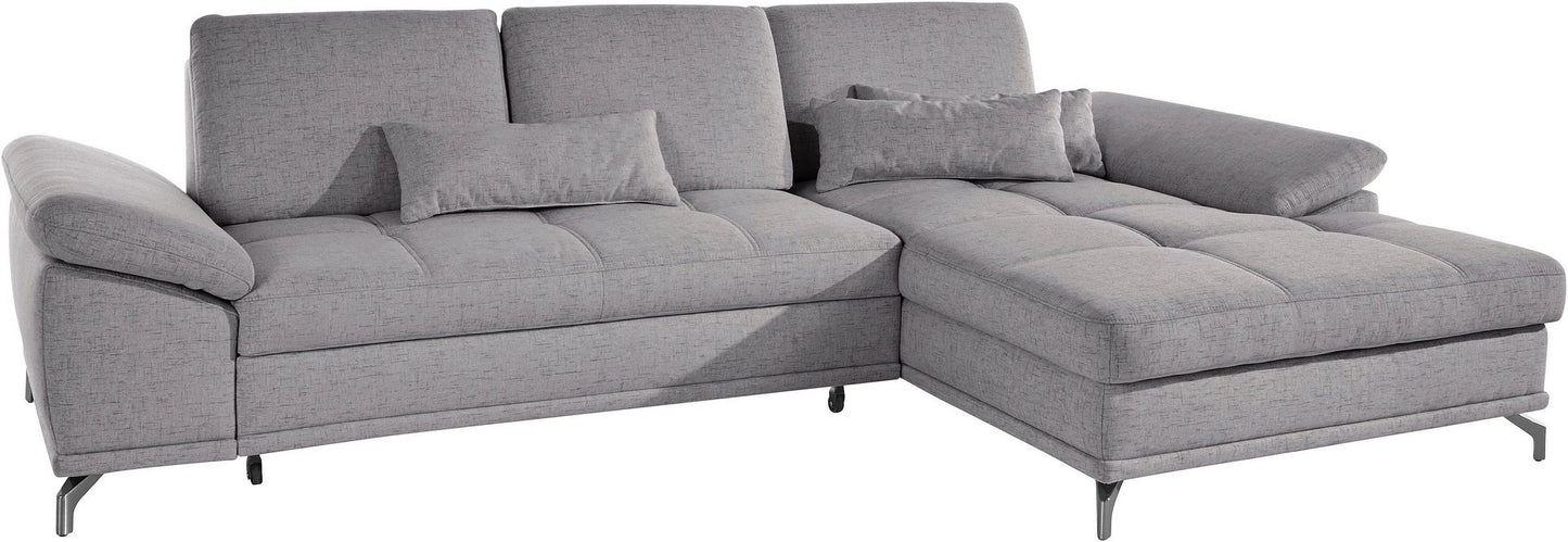 Ecksofa + Hocker 301x176cm Grau Federkern, Sitztiefenverstellung B-Ware OTR