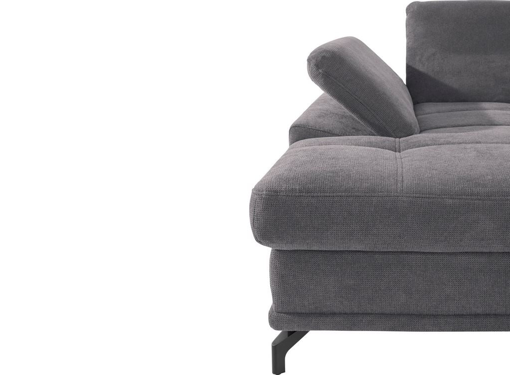 Ecksofa Costello Grau mit Sitztiefenverstellung und Federkern online bestellen.