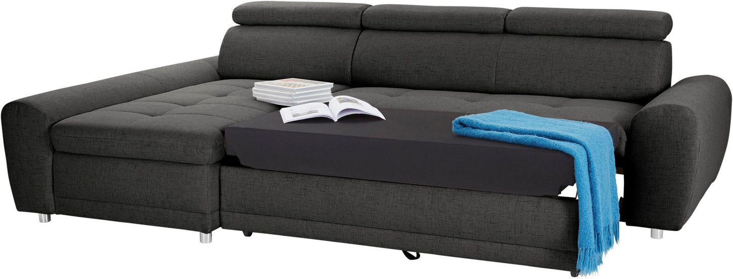 Ecksofa Grau mit Bettfunktion Federkern Riva, jetzt reduziert, online bestellen.