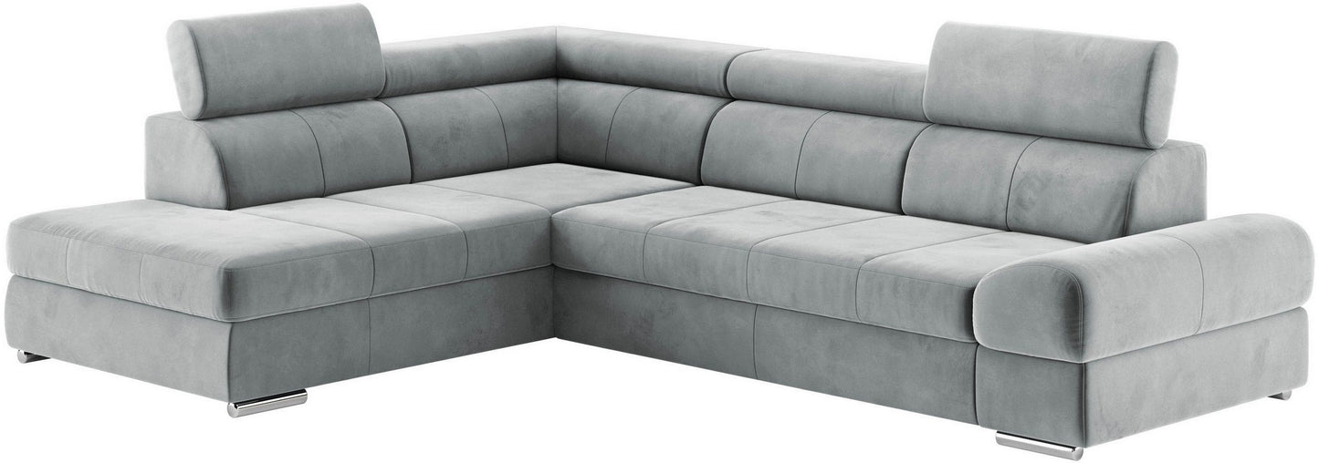 Ecksofa Samt Grau mit Schlaffunktion und PUR-Schaum, Broadway jetzt reduziert online bestellen.