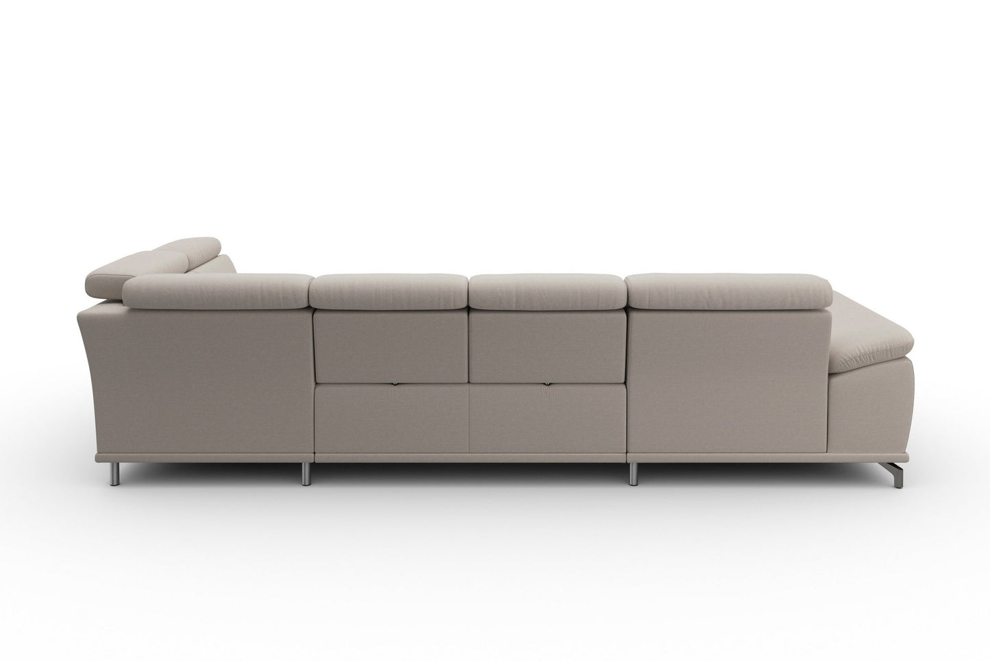 Wohnlandschaft beige mit Federkern, Sitztiefenverstellung und Kopfteilverstellung in Luxus-Microfaser reduziert im Angebot online bestellen.