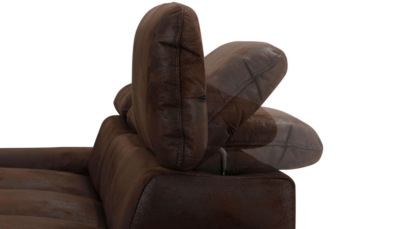 Ecksofa Alberto 272x226 cm in Luxus Microfaser Braun Antiklederoptik B-Ware