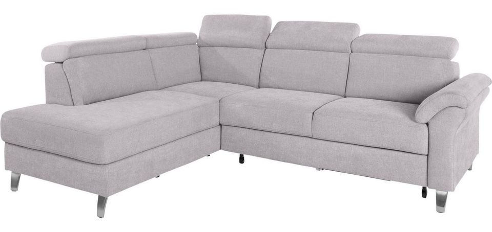 Ecksofa 245x194cm Grau Schlaffunktion Bettkasten Federkern B-Ware