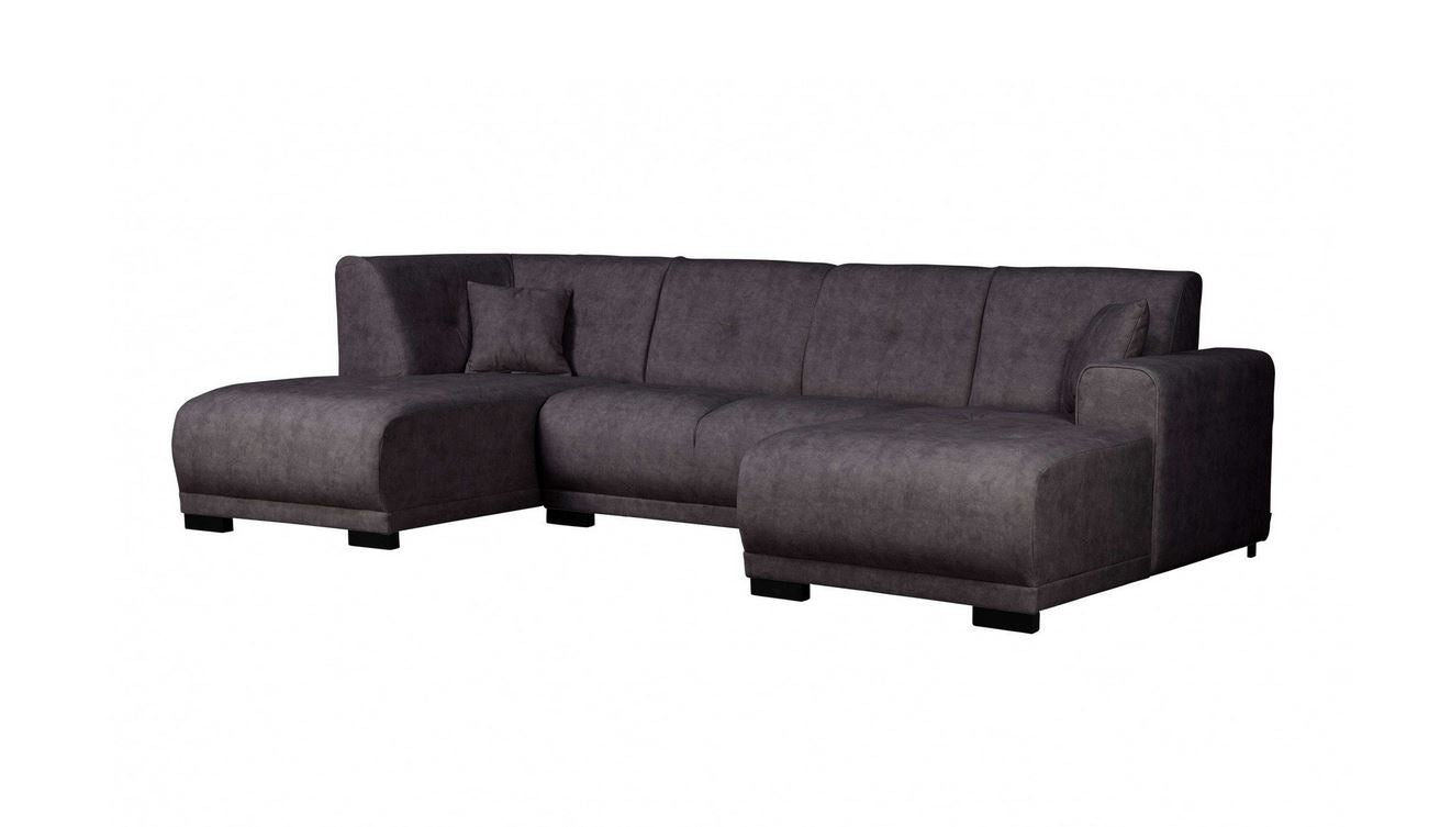 Wohnlandschaft 297x163 cm Grau Struktur U-Form B-Ware