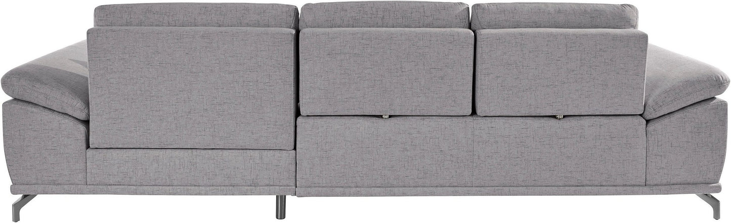 Ecksofa + Hocker 301x176cm Grau Federkern, Sitztiefenverstellung B-Ware OTR