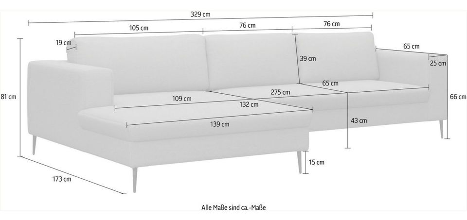 Ecksofa 274x230 cm Mint Blau B-Ware