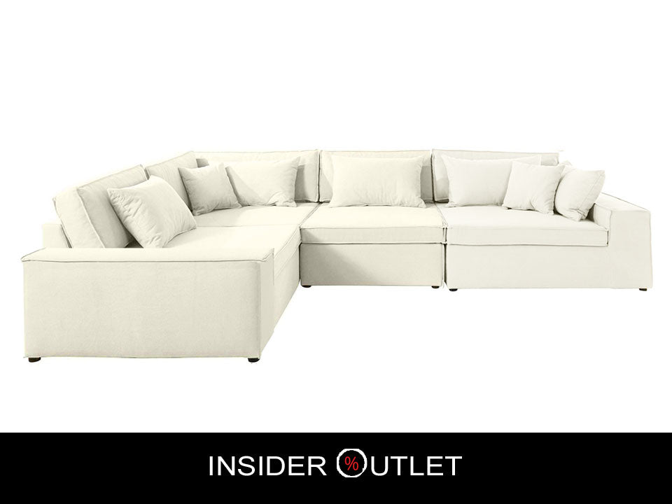 Ecksofa Joreen OTR 360x260 cm Creme Weiß Baumwollmix LeGer Beige Weis B-Ware