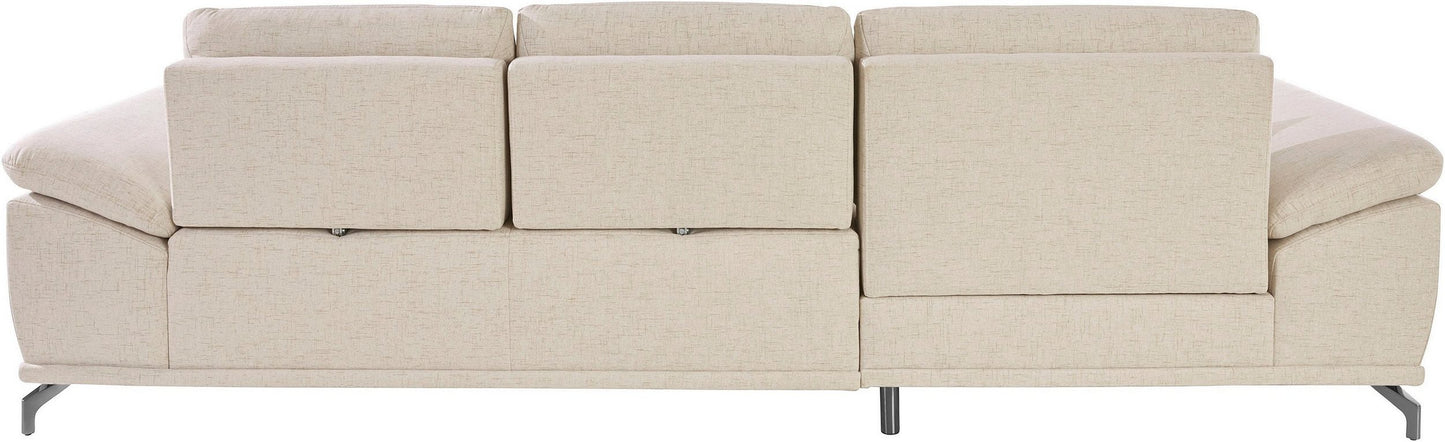 Design Ecksofa in Creme Beige mit Federkern, Sitztiefenverstellung, Armteilverstellung, Eckcouch Costello jetzt online bestellen.