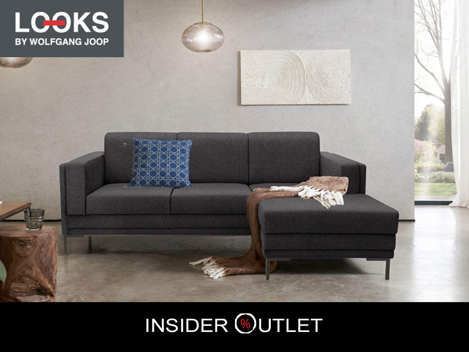 Ecksofa grau, LOOKS VII by Wolfgang Joop, anthrazit Struktur fein L-Form Couch, online bestellen.