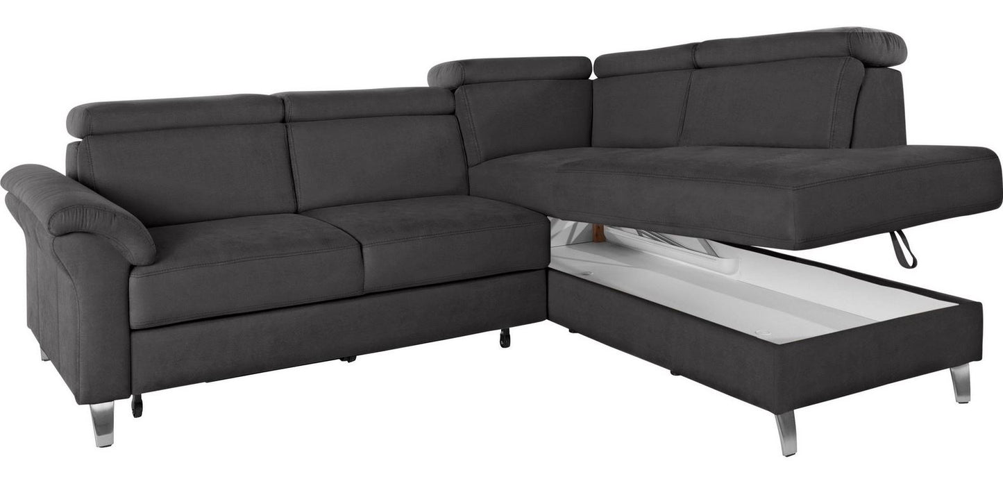 Ecksofa ❤ 245x194cm Grau Schlaffunktion Bettkasten Federkern B-Ware