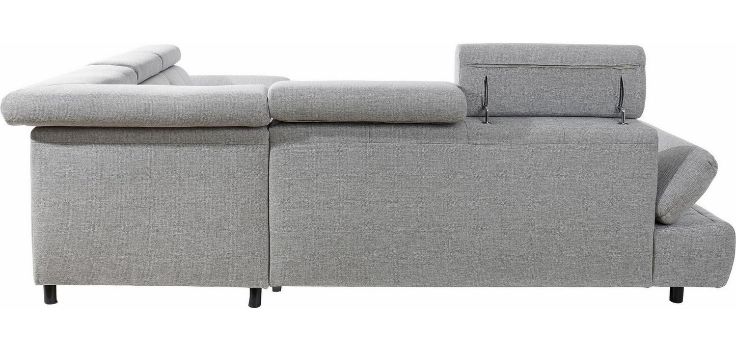 Ecksofa Grau 254x274 cm mit Schlaffunktion, Bettkasten, Armteil- und Kopfteilverstellung Happy Couch OTL - 06