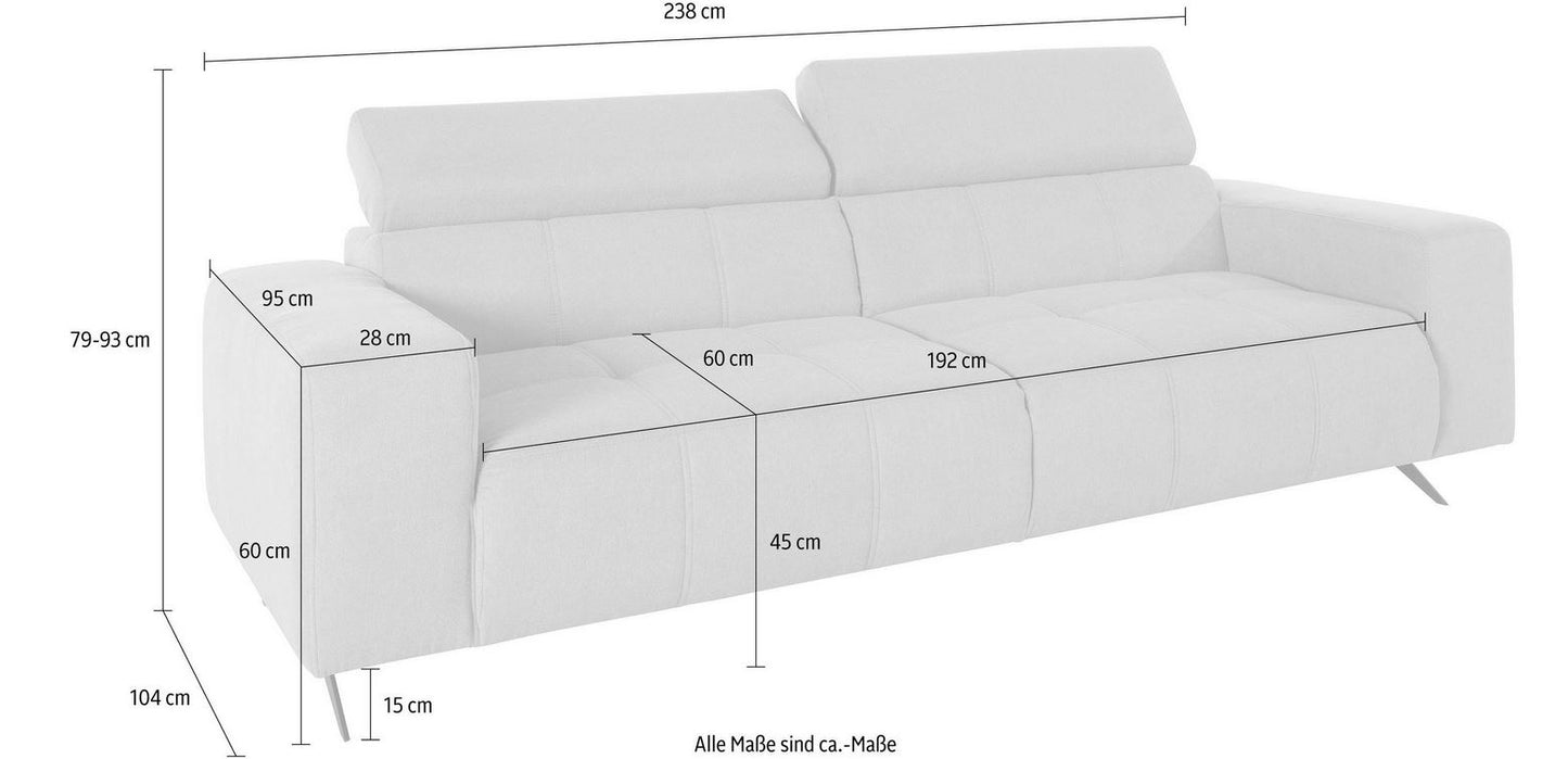 Die Sofa Garnitur Trento besteht aus 2 Stück 2-Sitzer in pflegeleichter Luxus-Microfaser in Grau Couch.