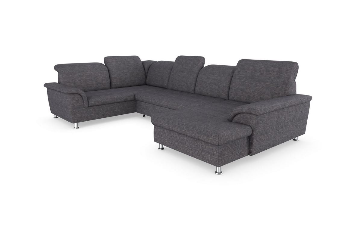 XXL Wohnlandschaft grau 352 cm Schlaffunktion Bettkasten B-Ware