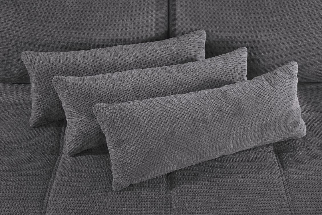 Ecksofa Costello Grau mit Sitztiefenverstellung und Federkern reduziert.