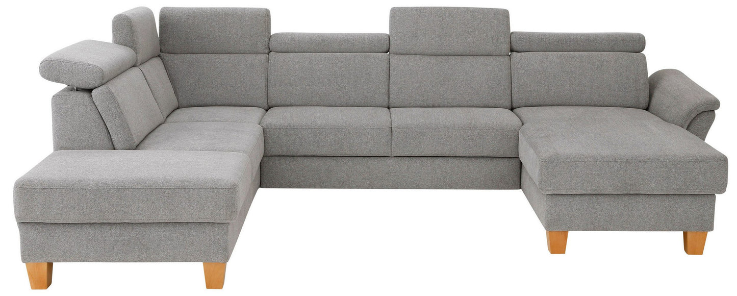 Wohnlandschaft Grau mit Schlaffunktion, Bettkasten, Federkern und Kopfteilverstellung, Conville jetzt reduziert im Angebot kaufen.