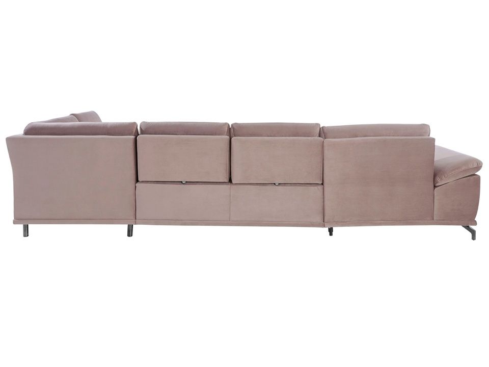 Wohnlandschaft Samt Beige 363cm Federkern B-Ware