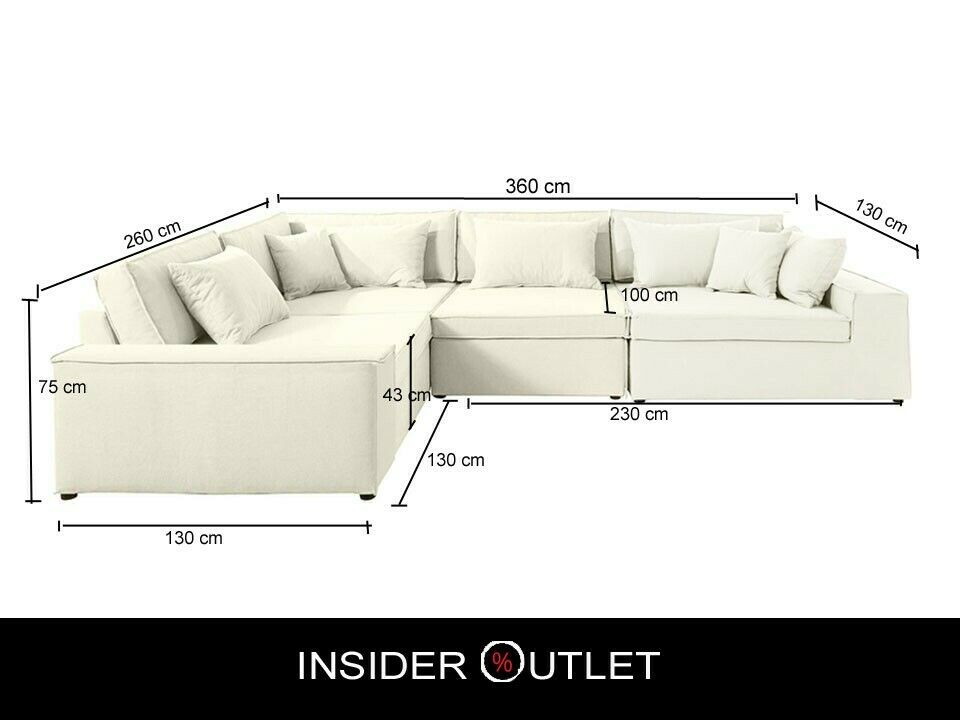 Ecksofa Joreen OTL 360x260 cm Baumwollmix Creme Weiß LeGer Beige B-Ware