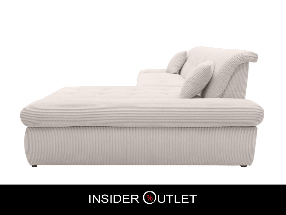 XL Ecksofa London Cord Beige 300x172 cm mit Schlaffunktion und Armteilverstellung Cordsofa Schlafsofa OTR