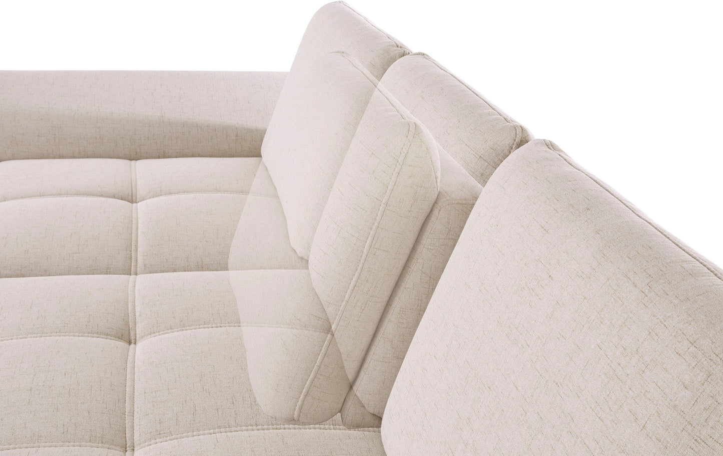 Design Ecksofa in Creme Beige mit Federkern, Sitztiefenverstellung, Armteilverstellung, Eckcouch Costello jetzt online bestellen.