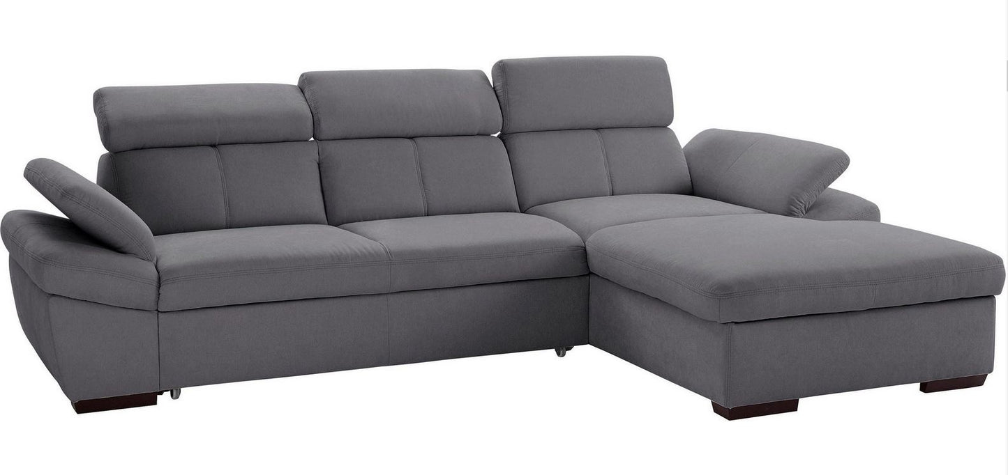 Ecksofa 280x170 cm Grau Luxus-Microfaser Bettfunktion B-Ware