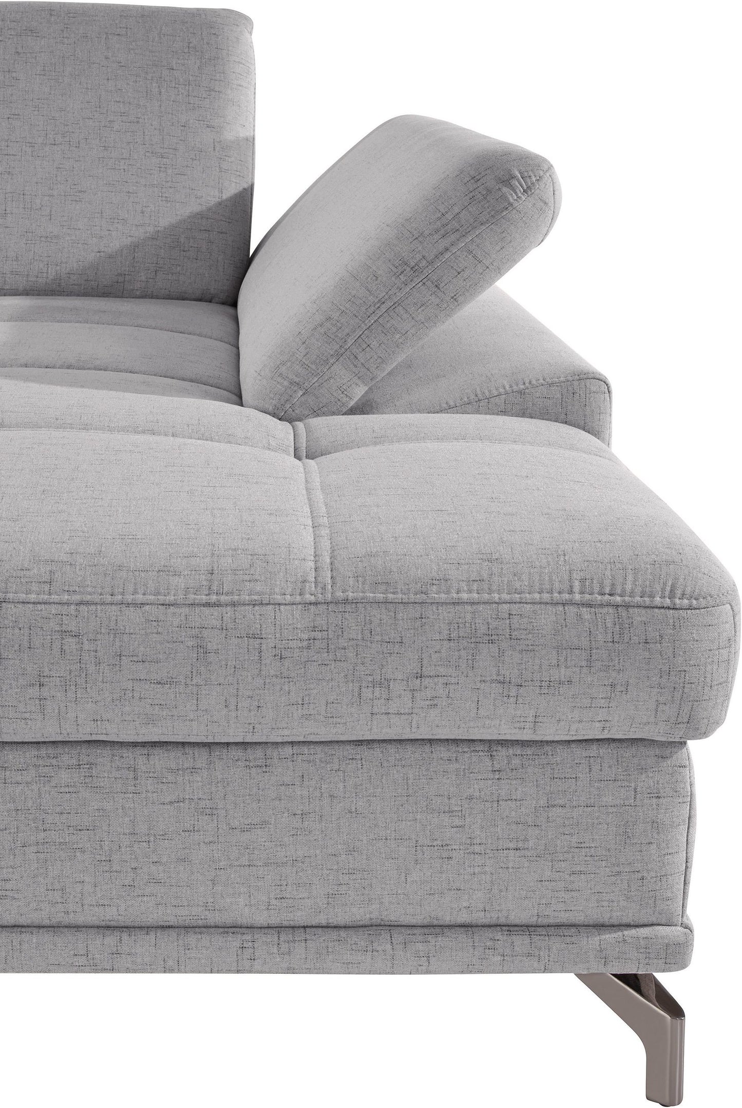 Ecksofa + Hocker 301x176cm Grau Federkern, Sitztiefenverstellung B-Ware OTR
