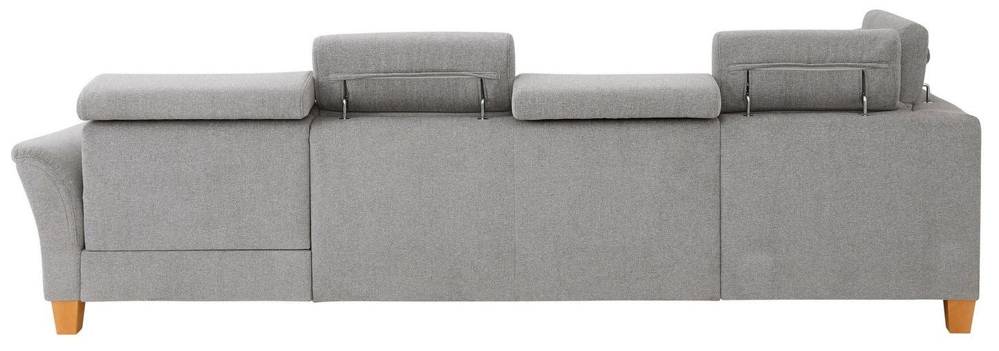 Wohnlandschaft Grau mit Schlaffunktion, Bettkasten, Federkern und Kopfteilverstellung, Conville jetzt reduziert im Angebot kaufen.