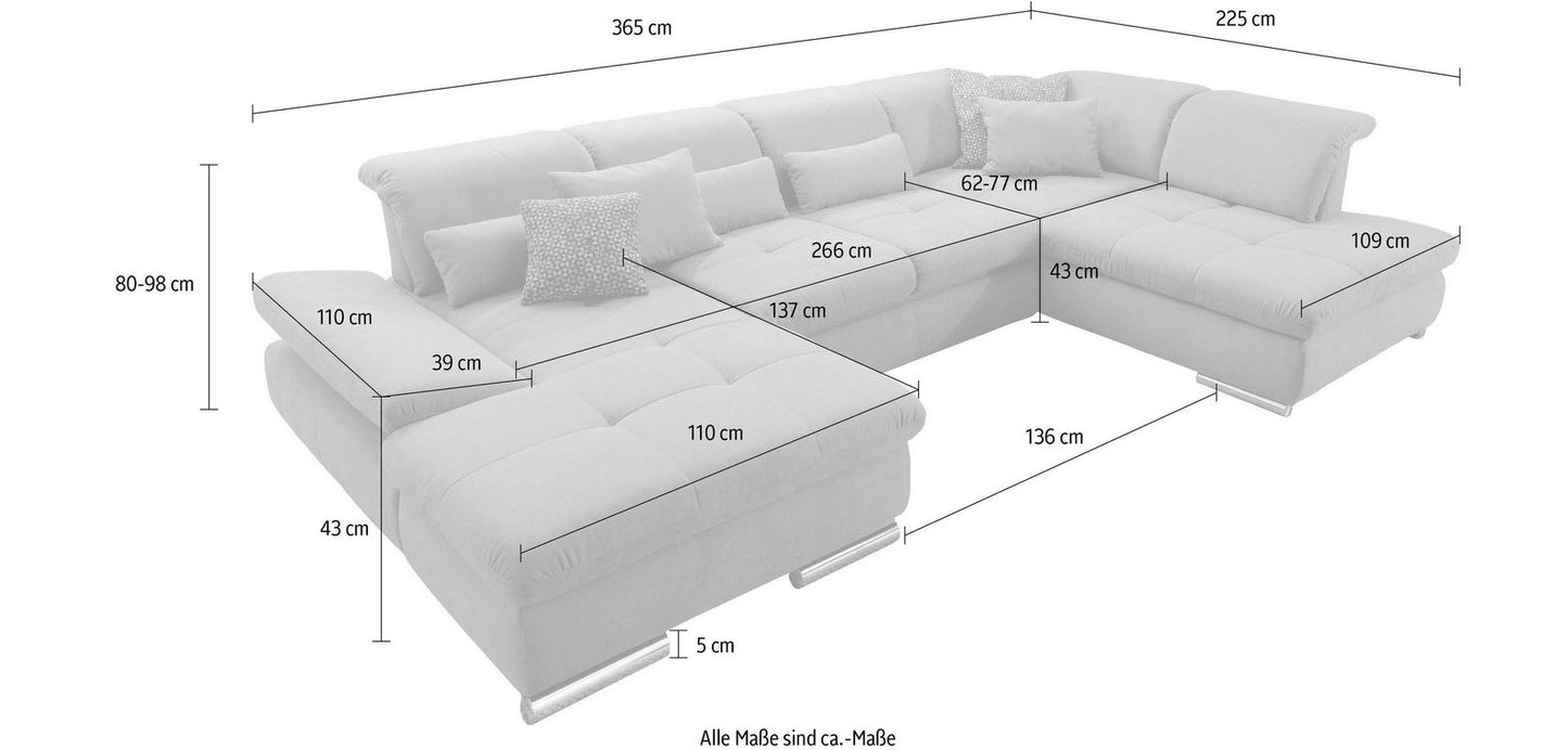 Wohnlandschaft 365 cm Musterring SO4100 Flieder Rosa B-Ware