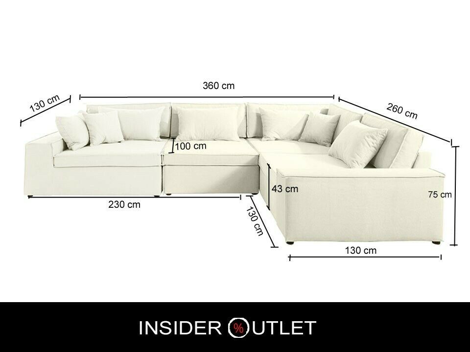 Ecksofa Joreen OTL 360x260 cm Baumwollmix Creme Weiß LeGer Beige B-Ware