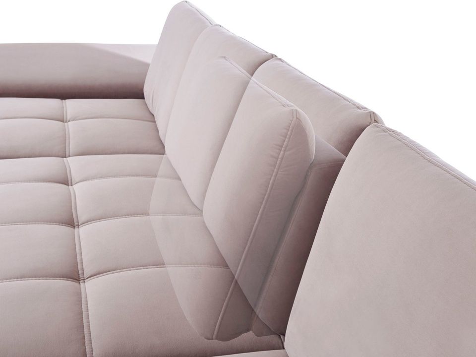Wohnlandschaft Samt Beige 363cm Federkern B-Ware