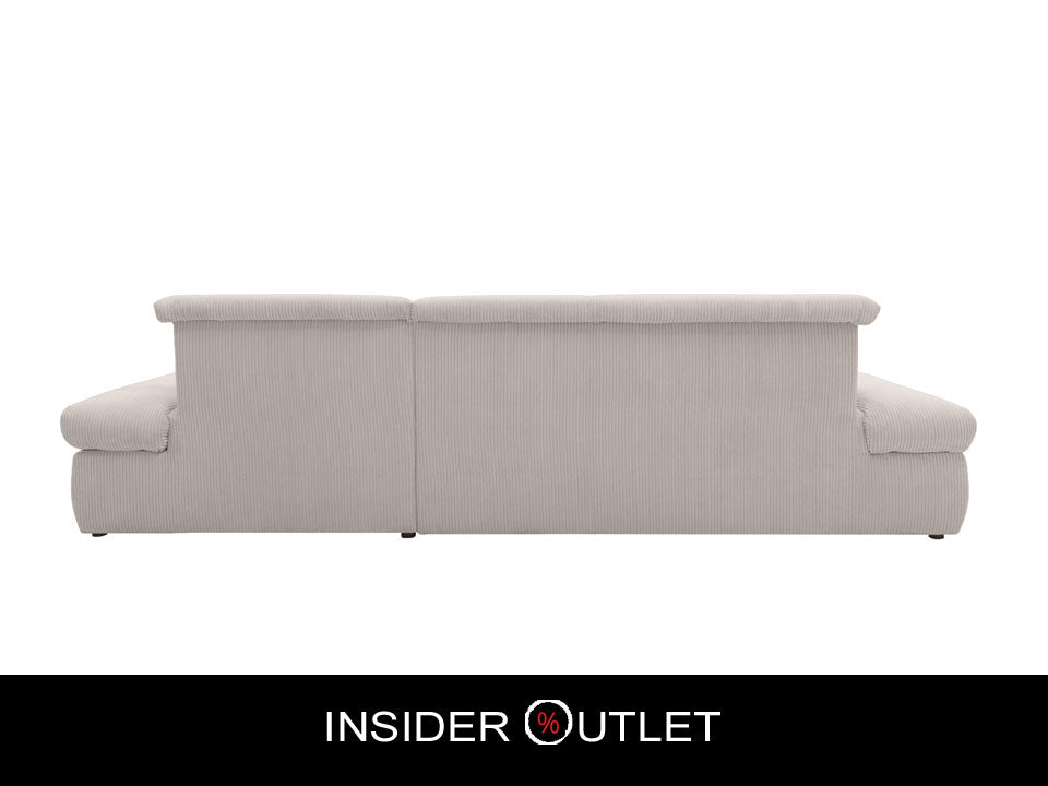XL Ecksofa London Cord Beige 300x172 cm mit Schlaffunktion und Armteilverstellung Cordsofa Schlafsofa OTR