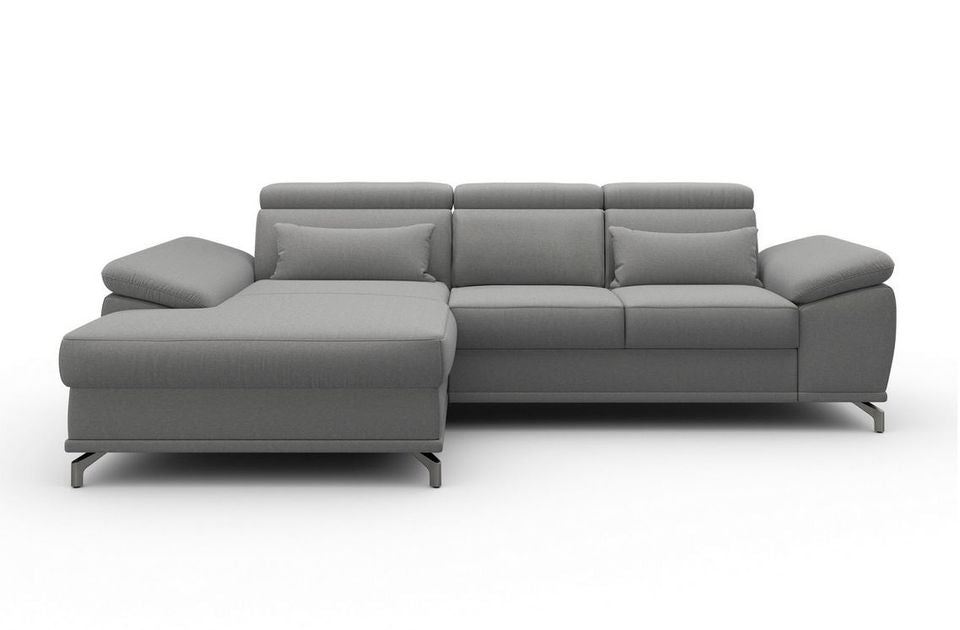 Ecksofa 295x180cm Grau Schlaffunktion Bettkasten Federkern Microfaser B-Ware