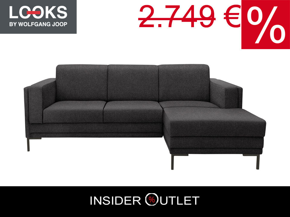 Ecksofa grau, LOOKS VII by Wolfgang Joop, anthrazit Struktur fein L-Form Couch, online bestellen.