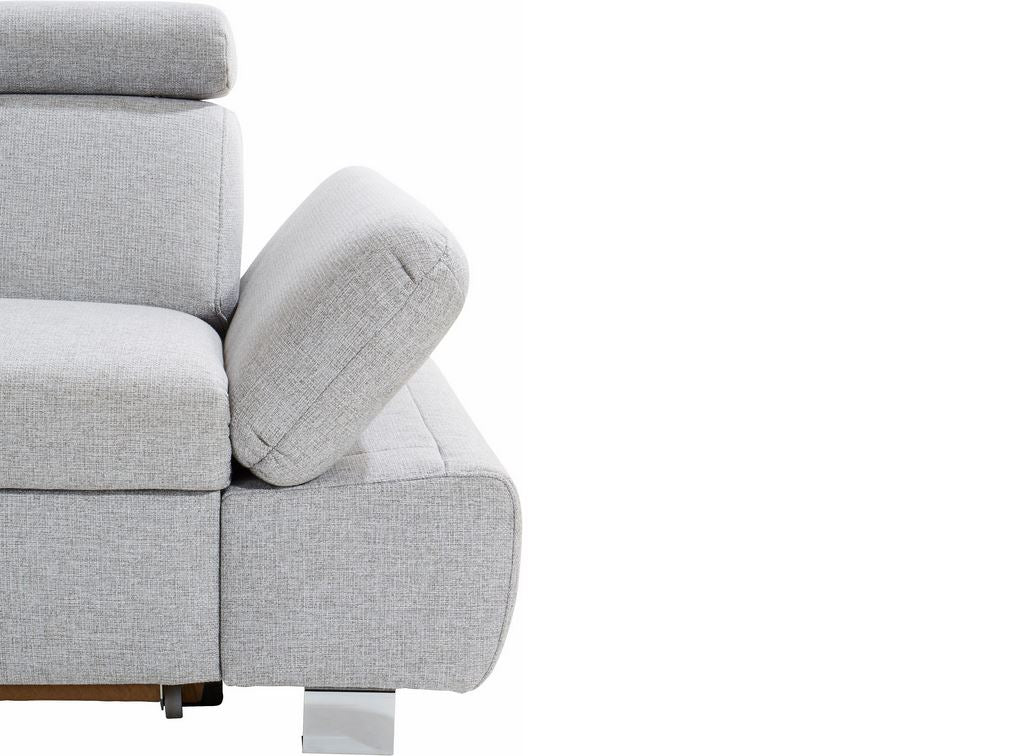 Ecksofa Grau 254x274 cm mit Schlaffunktion, Bettkasten, Armteil- und Kopfteilverstellung Happy Couch OTL - 06