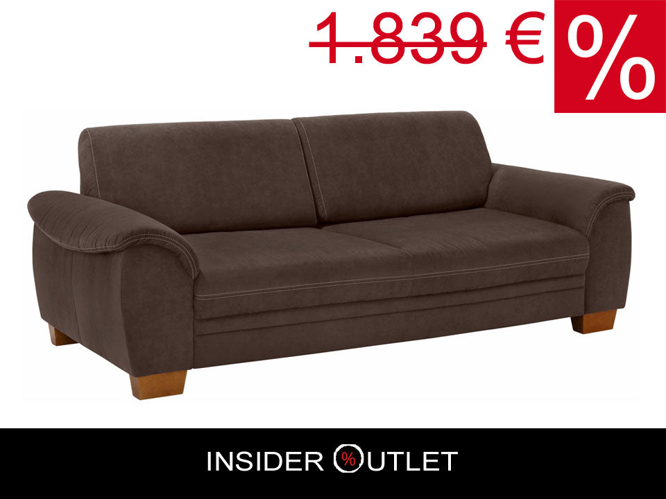 3,5 Sitzer ❤ Sofa Husum 225x106cm Federkern Sitztiefenverstellung in Microfaser Braun.