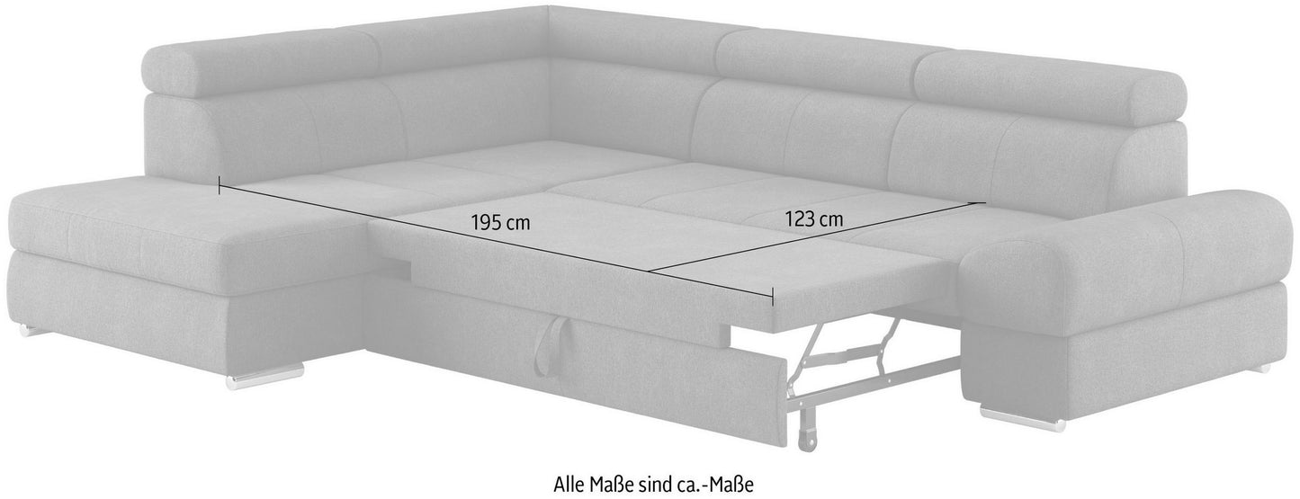 Ecksofa Samt Grau mit Schlaffunktion und PUR-Schaum, Broadway jetzt reduziert online bestellen.