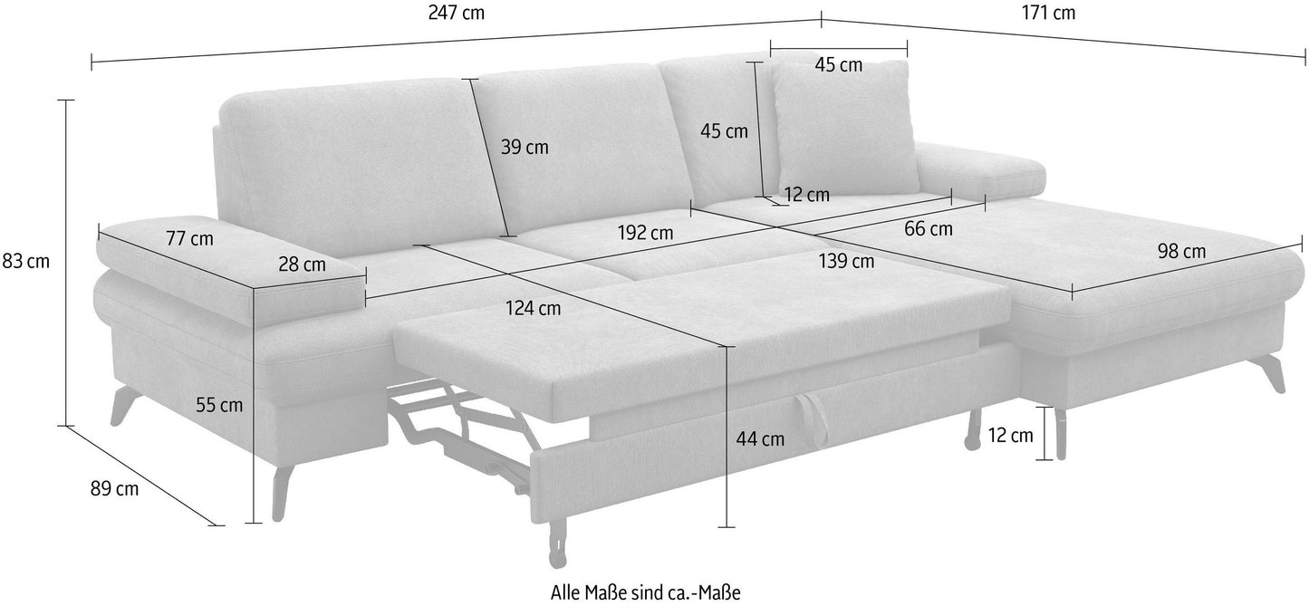 Kleines Ecksofa Taupe Beige mit Schlaffunktion und PUR-Schaum, Morris Jubi.