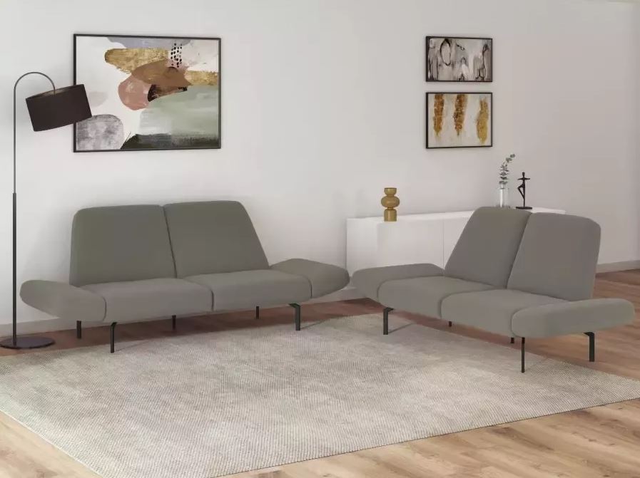 Sofa Avellino dunkelbeige, braun Rückenverstellung, Armteilverstellung im Skandi Design reduziert online kaufen.